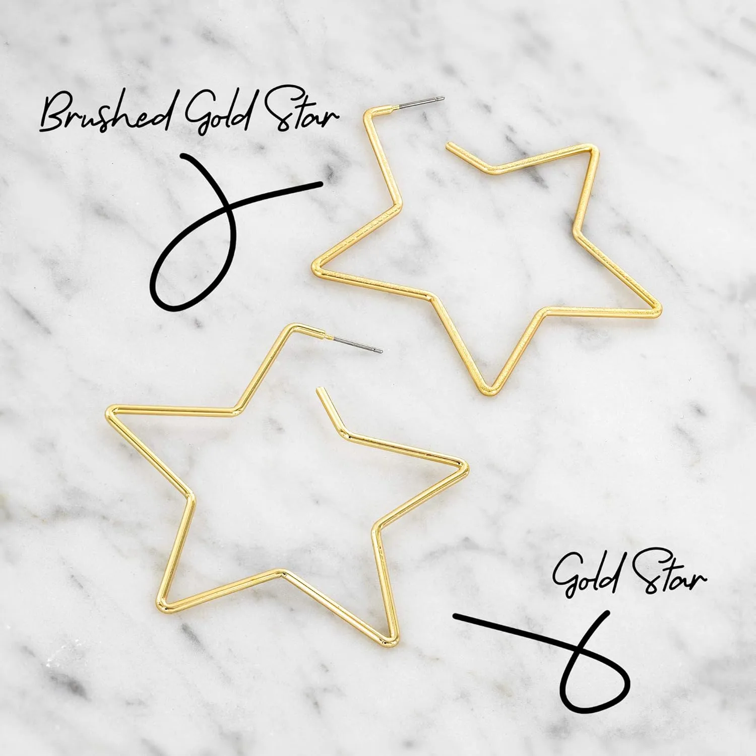 And Lovely 14K Gold Dipped Star Earrings - Hypoallergenic Lightweight Fun Statement Drop Dangle Earrings