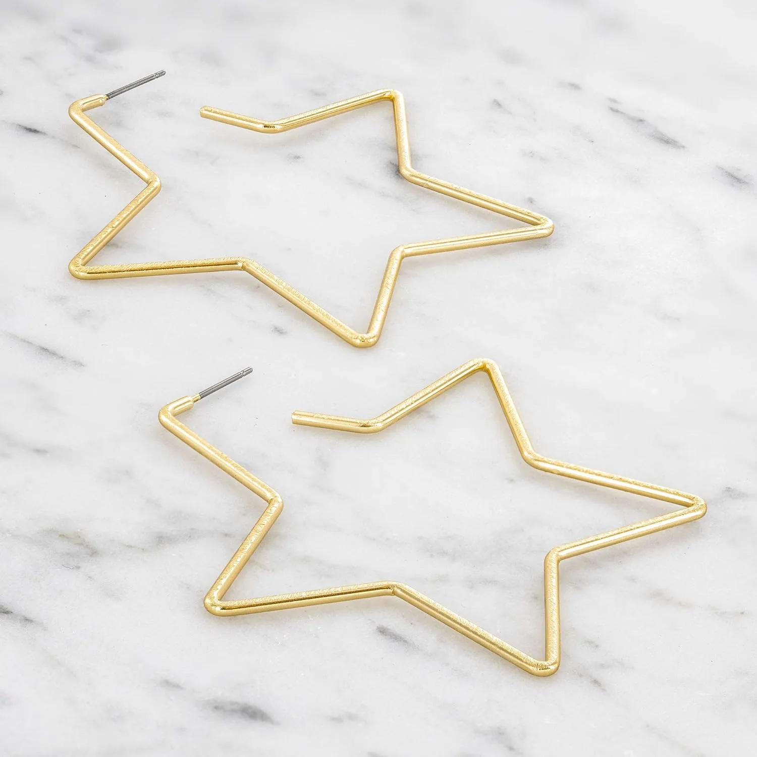And Lovely 14K Gold Dipped Star Earrings - Hypoallergenic Lightweight Fun Statement Drop Dangle Earrings
