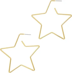 And Lovely 14K Gold Dipped Star Earrings - Hypoallergenic Lightweight Fun Statement Drop Dangle Earrings