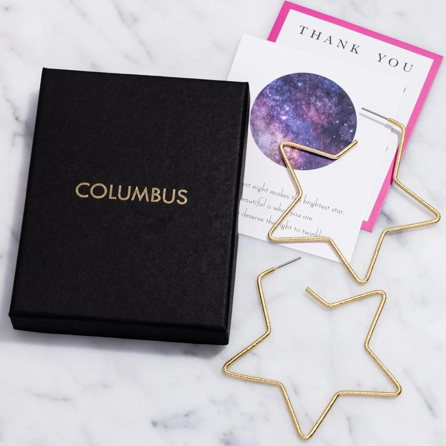 And Lovely 14K Gold Dipped Star Earrings - Hypoallergenic Lightweight Fun Statement Drop Dangle Earrings