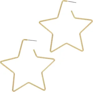 And Lovely 14K Gold Dipped Star Earrings - Hypoallergenic Lightweight Fun Statement Drop Dangle Earrings