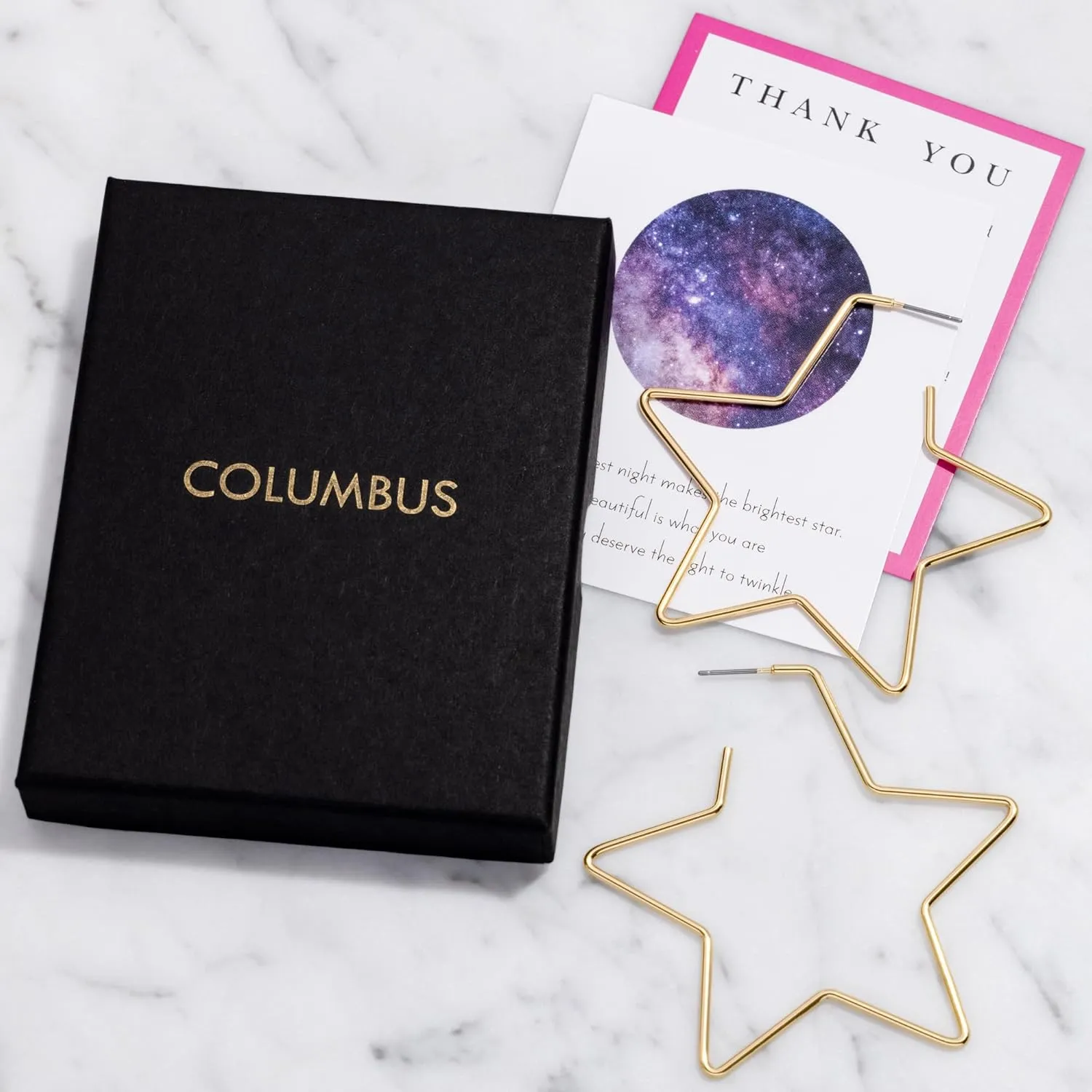 And Lovely 14K Gold Dipped Star Earrings - Hypoallergenic Lightweight Fun Statement Drop Dangle Earrings