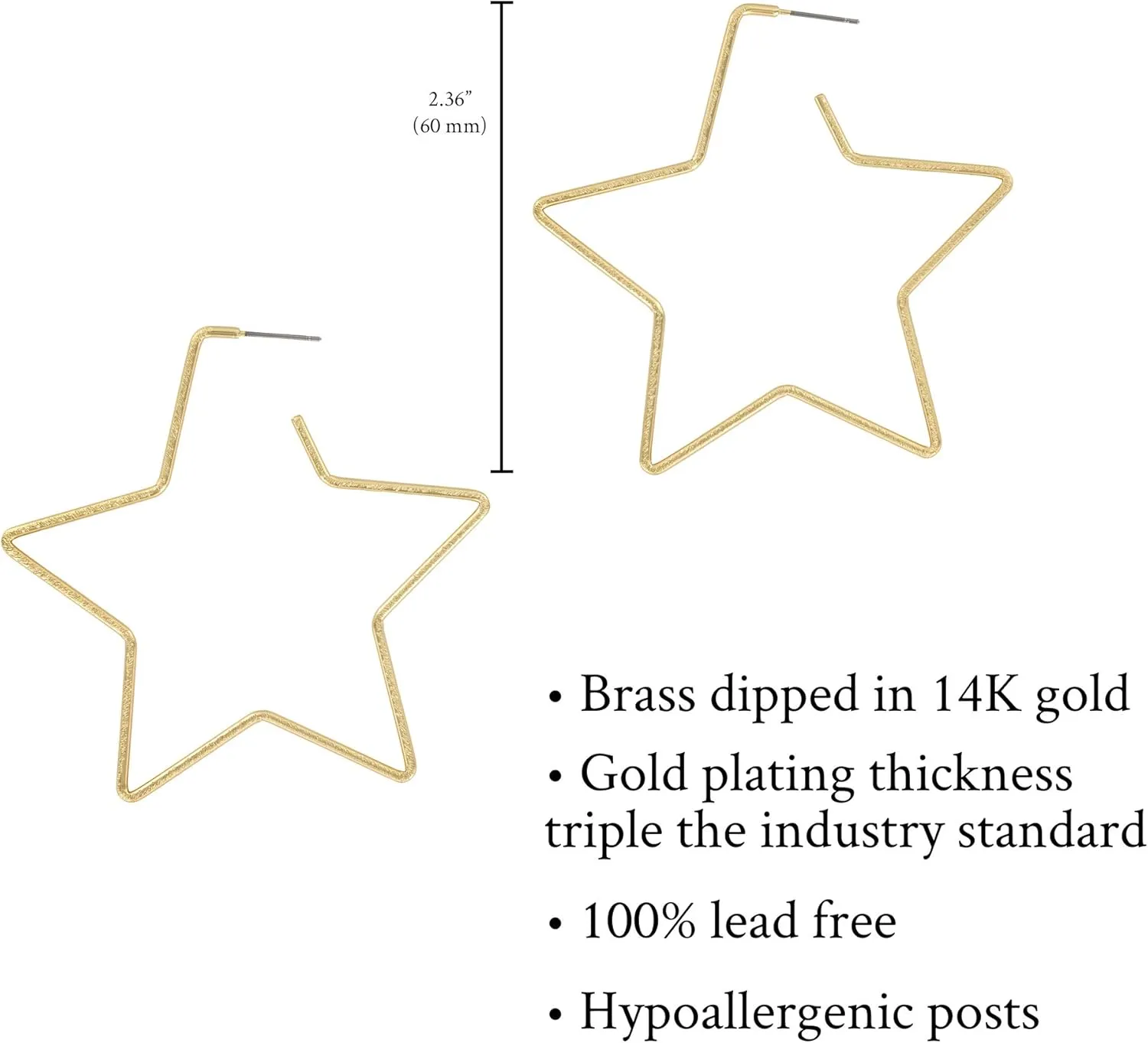 And Lovely 14K Gold Dipped Star Earrings - Hypoallergenic Lightweight Fun Statement Drop Dangle Earrings