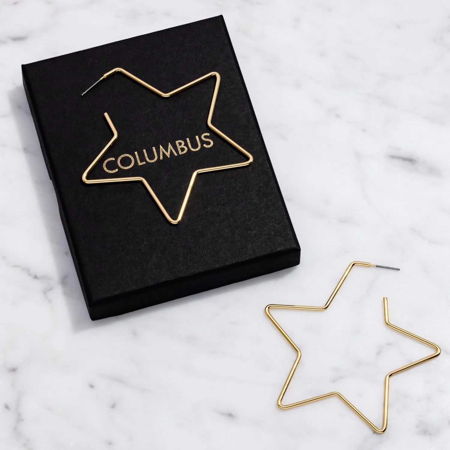 And Lovely 14K Gold Dipped Star Earrings - Hypoallergenic Lightweight Fun Statement Drop Dangle Earrings
