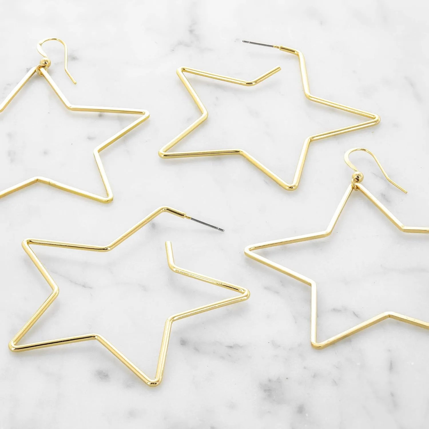And Lovely 14K Gold Dipped Star Earrings - Hypoallergenic Lightweight Fun Statement Drop Dangle Earrings