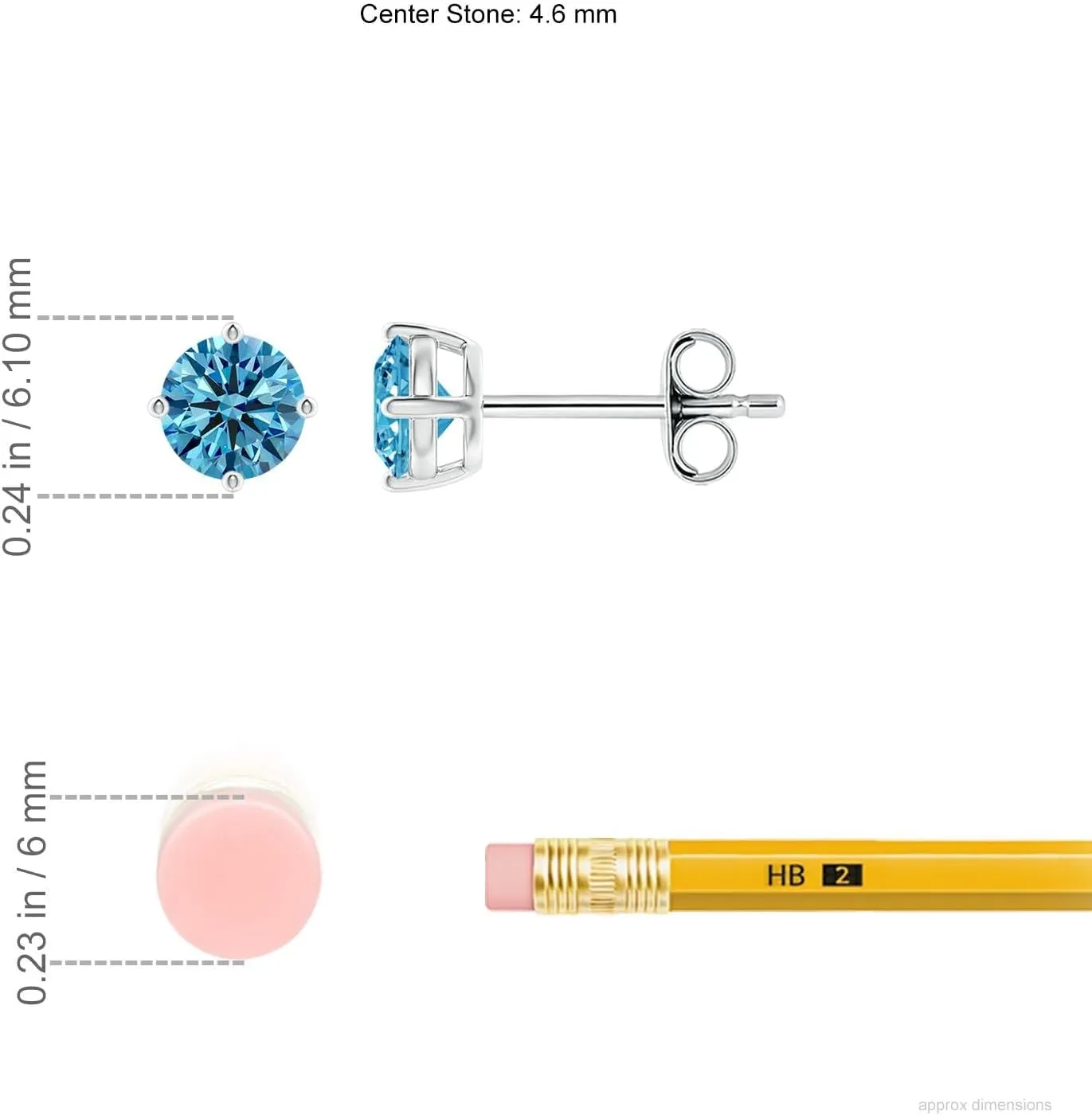 ANGARA Basket-Set Solitaire Lab Grown Fancy Intense Blue Diamond Stud Earrings in 14K Solid Gold/Platinum | Birthday, Engagement, Anniversary, Wedding Jewelry Gift for Women