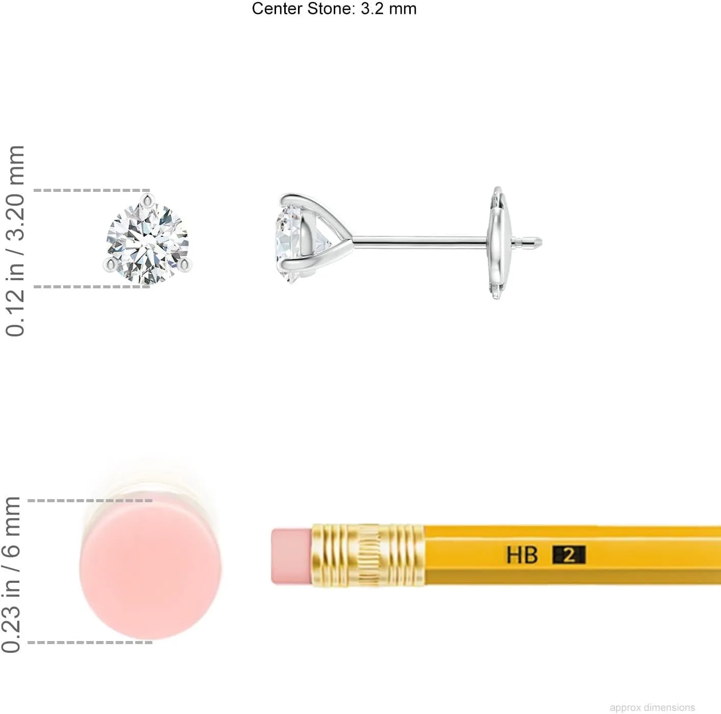 ANGARA Natural Prong-Set Round Diamond Martini Stud Earrings in 14K Solid Gold/Platinum | April Birthstone, Birthday, Engagement, Anniversary, Wedding Jewelry Gift for Women
