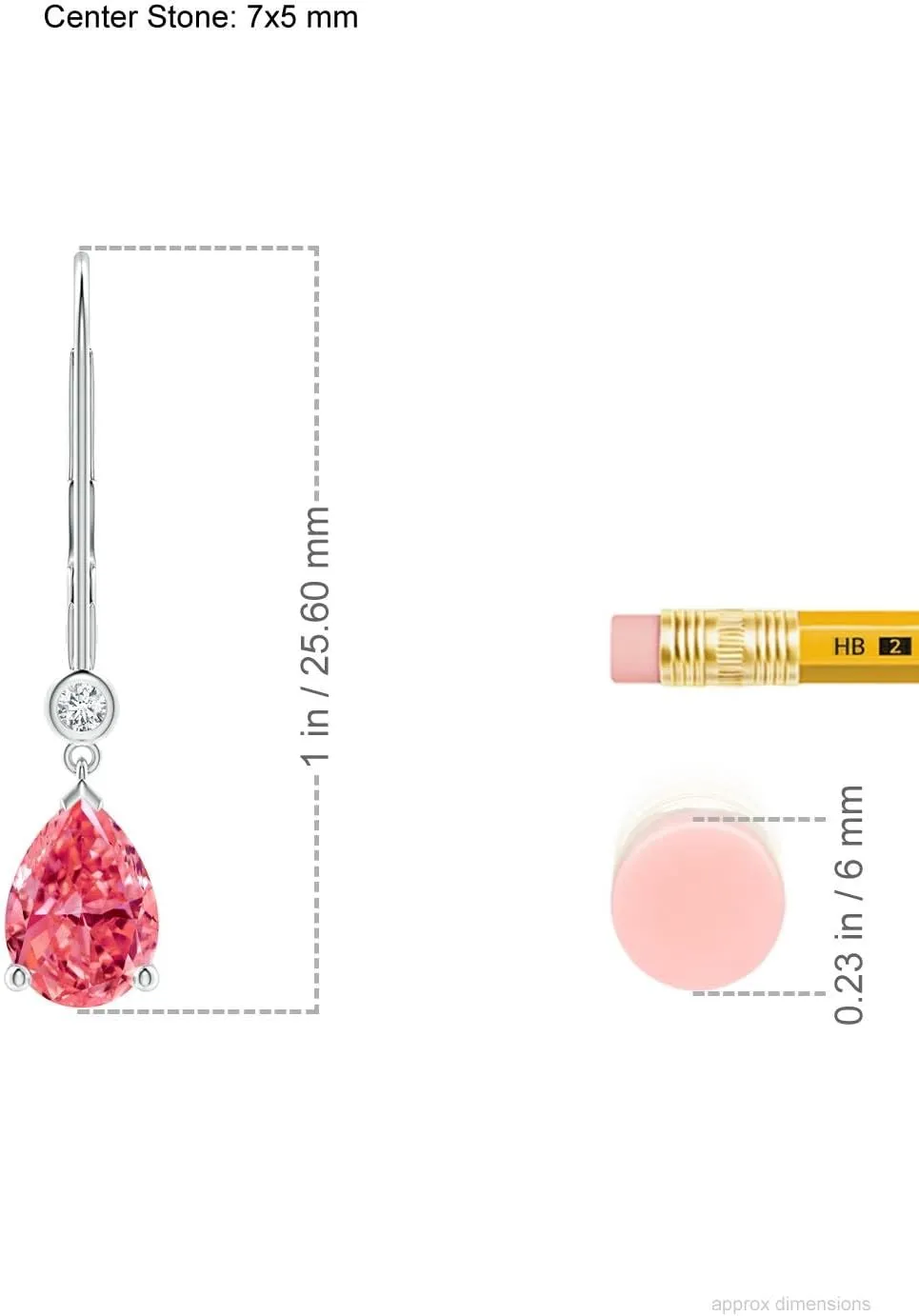 ANGARA Pear-Shaped Lab Grown Fancy Intense Pink Diamond Leverback Drop Earrings in 14K Solid Gold/Platinum | Birthday, Engagement, Anniversary, Wedding Jewelry Gift for Women