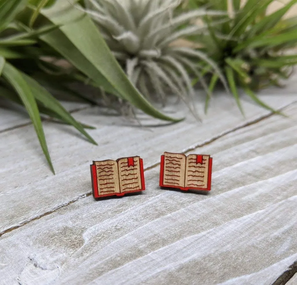 Animal Lover Fun Nature Stud Earrings, Handpainted Laser Cut Wood Earrings, Handmade in the USA by Unpossible Cuts