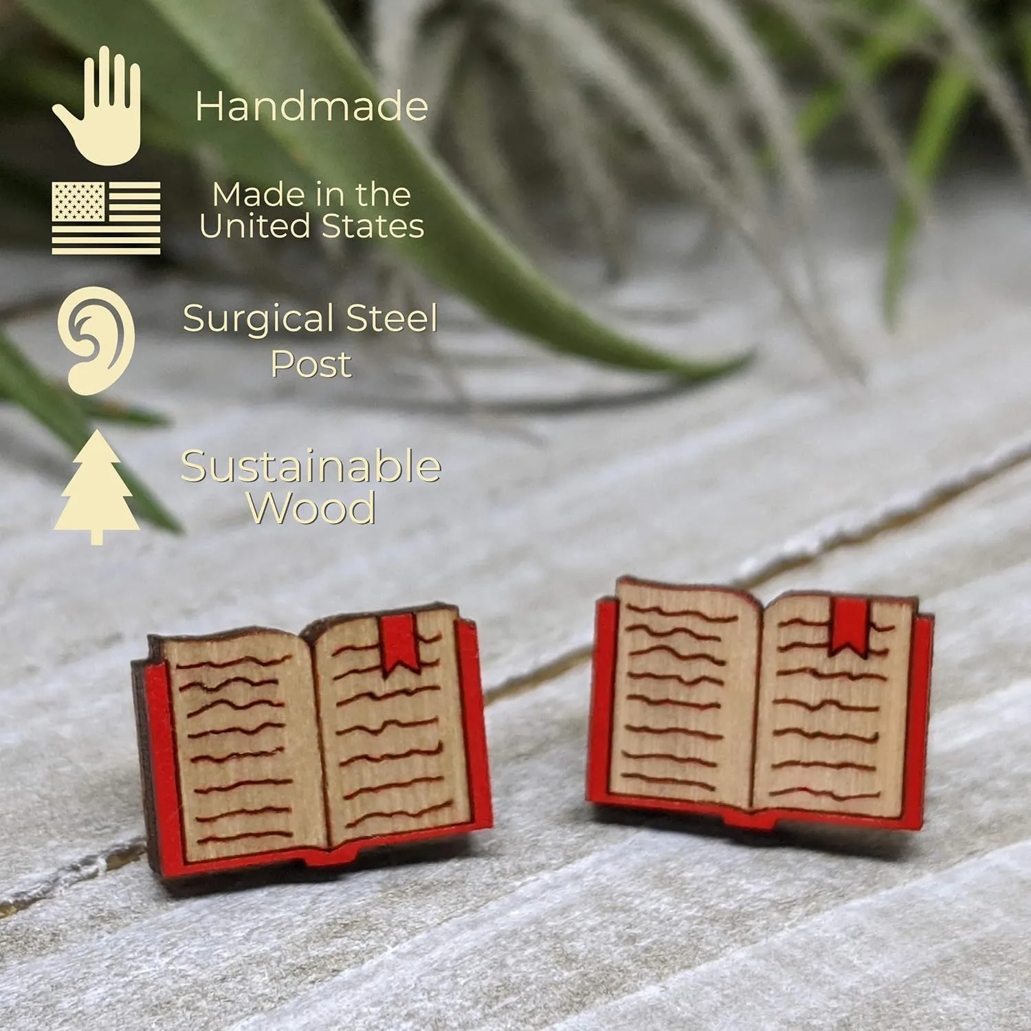 Animal Lover Fun Nature Stud Earrings, Handpainted Laser Cut Wood Earrings, Handmade in the USA by Unpossible Cuts