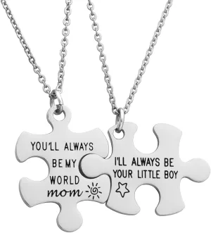 Ankiyabe Mom and Son Gift Big Man Little Man Matching Necklaces Set Dad Mom to Son Gift Necklace