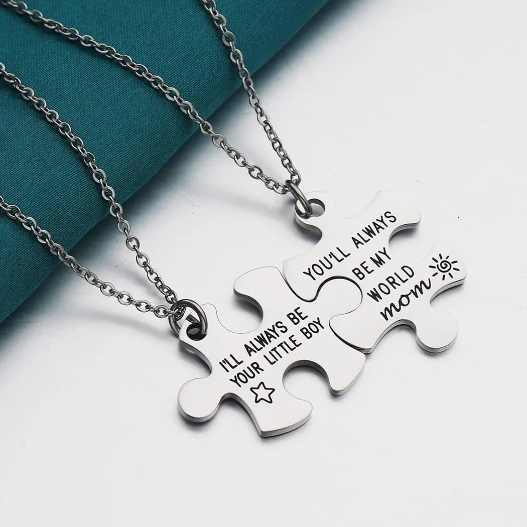 Ankiyabe Mom and Son Gift Big Man Little Man Matching Necklaces Set Dad Mom to Son Gift Necklace