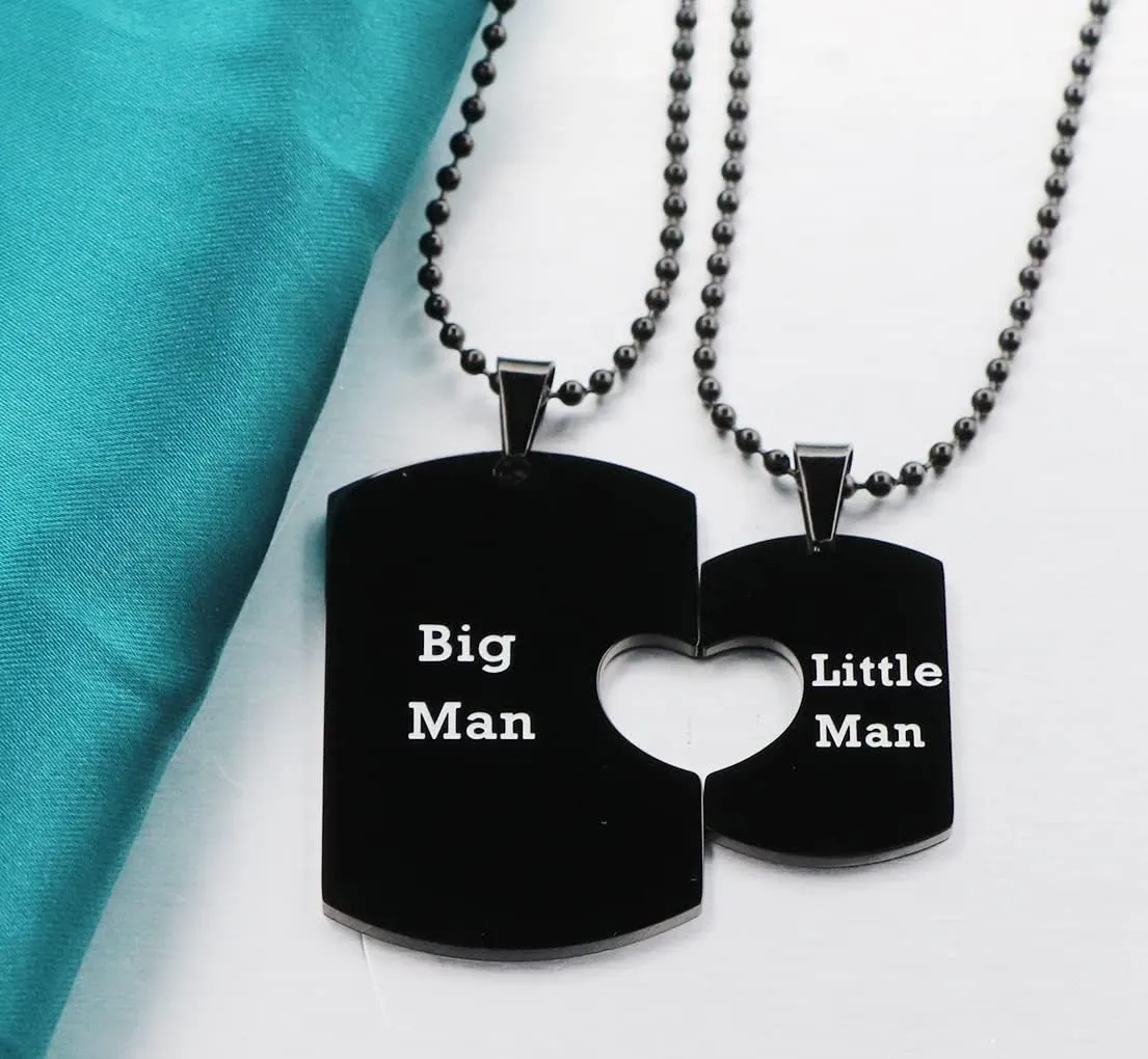 Ankiyabe Mom and Son Gift Big Man Little Man Matching Necklaces Set Dad Mom to Son Gift Necklace
