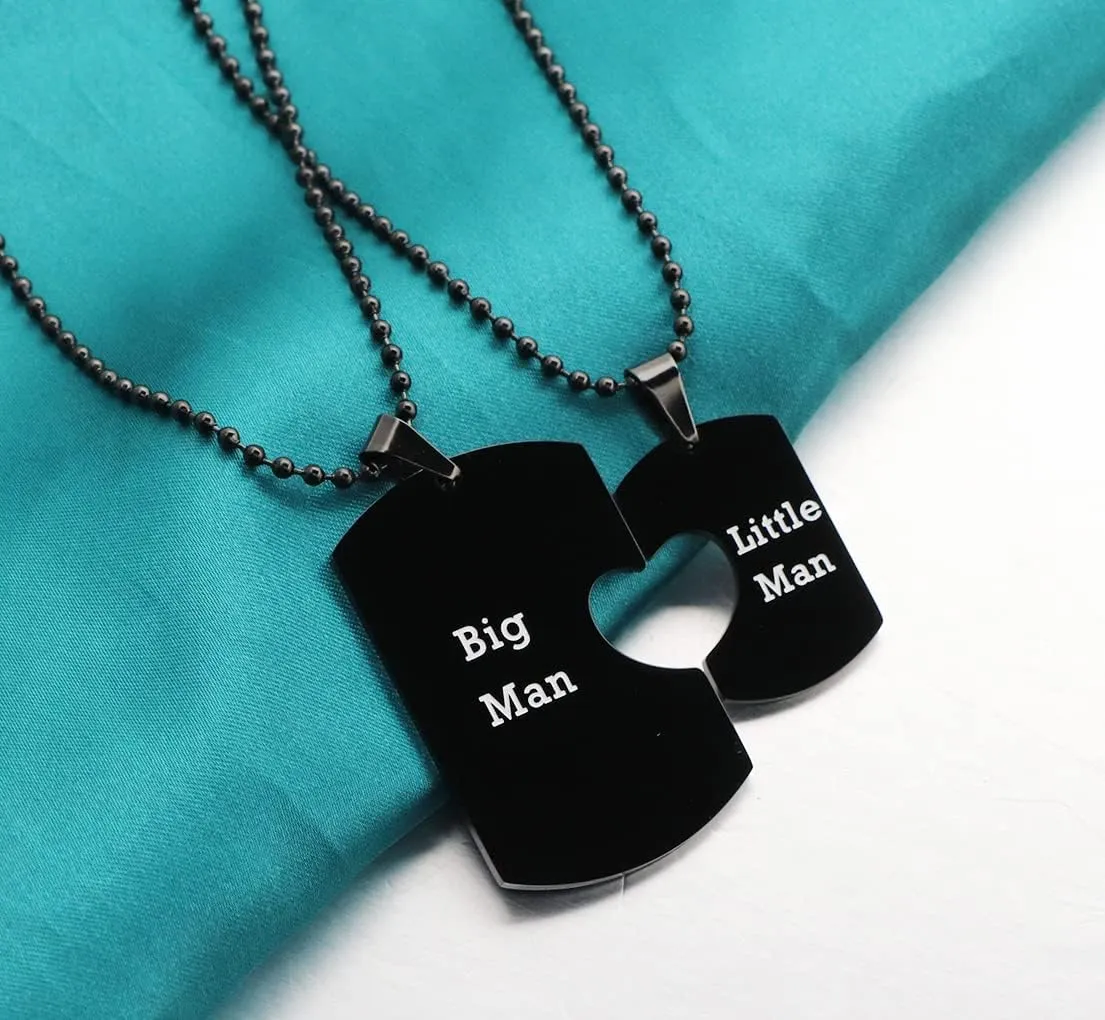 Ankiyabe Mom and Son Gift Big Man Little Man Matching Necklaces Set Dad Mom to Son Gift Necklace
