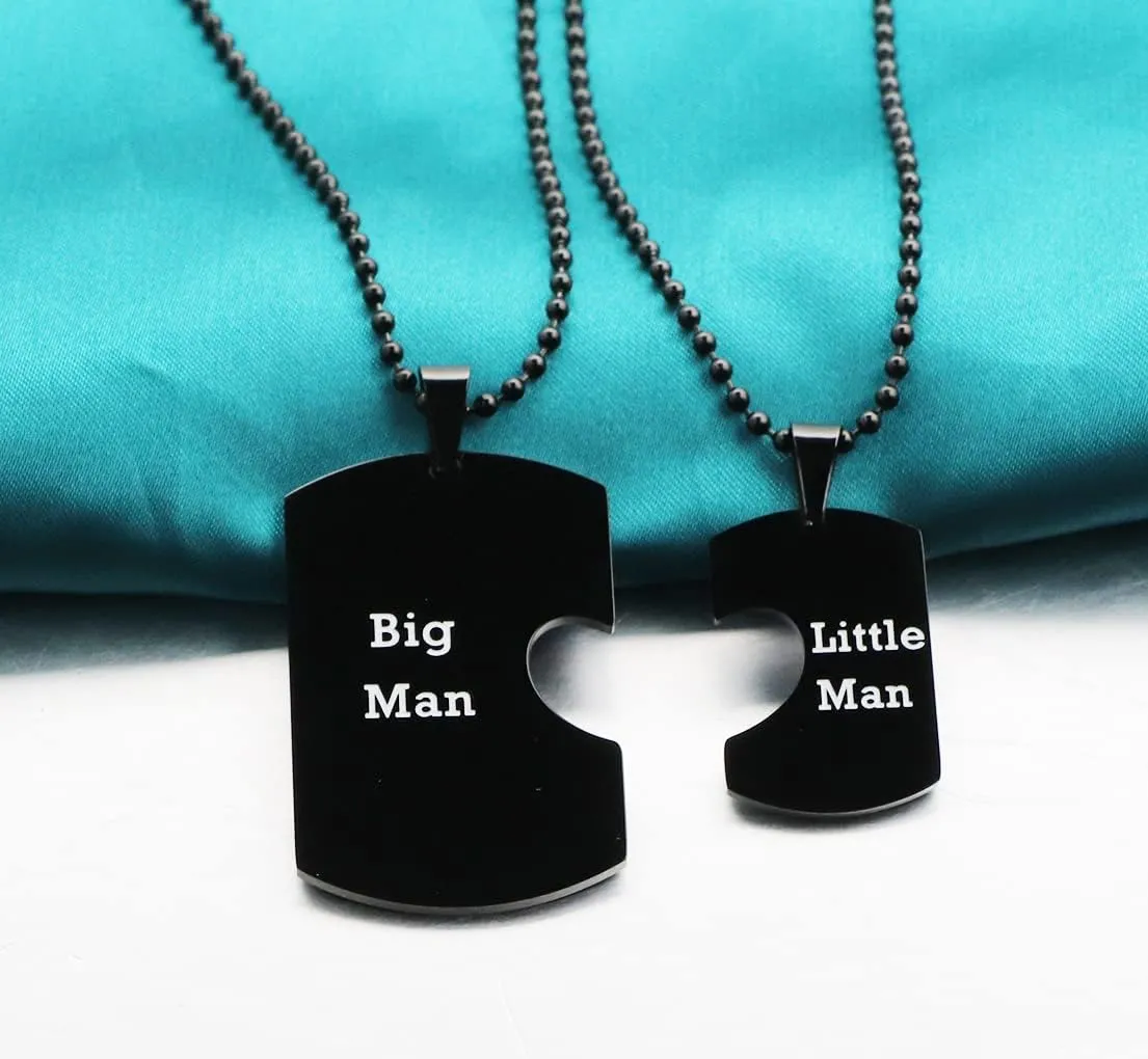 Ankiyabe Mom and Son Gift Big Man Little Man Matching Necklaces Set Dad Mom to Son Gift Necklace