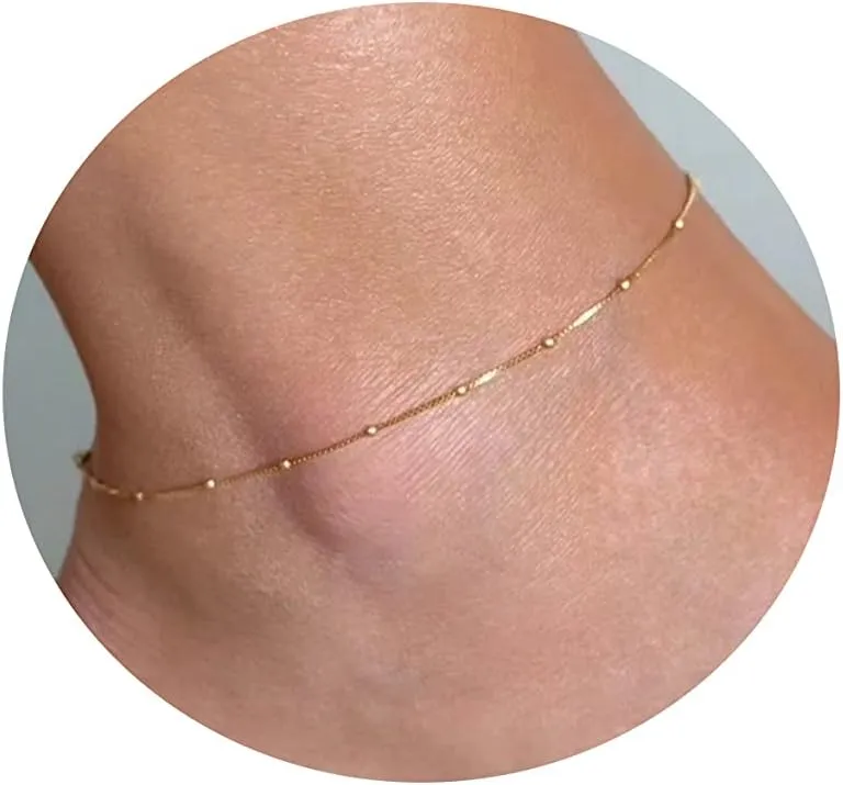 Ankle Bracelets for Women 18K Gold Plated Dainty Layering Anklets for Women Layered Twisted Rope Coin Chain Anklet Bracelets Waterproof Beach Summer Foot Jewelry