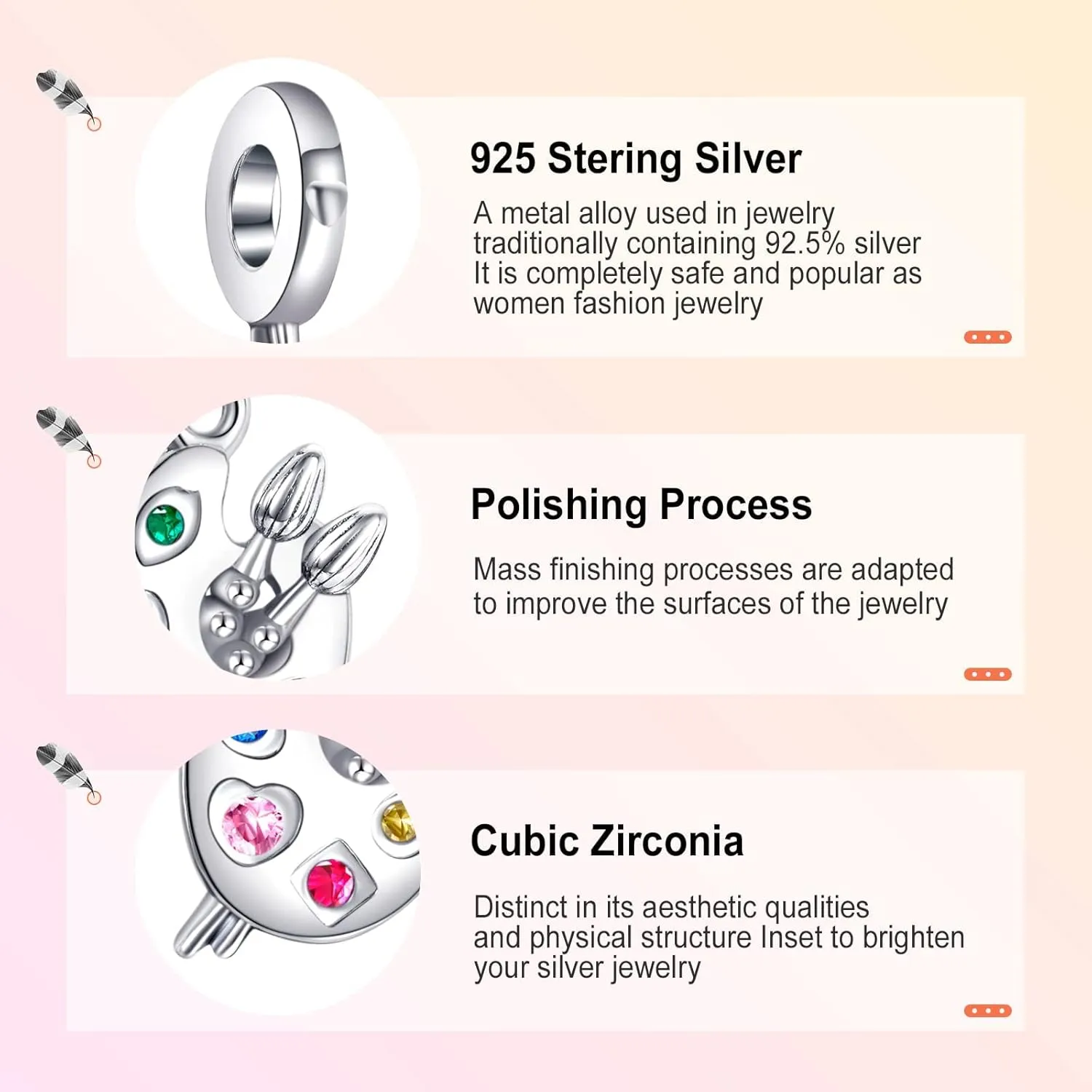Annmors 925 Sterling Silver Charms for Bracelets and Necklaces Symbol of Color Dangle Pendants Beads Charms Jewelry Gift for Women