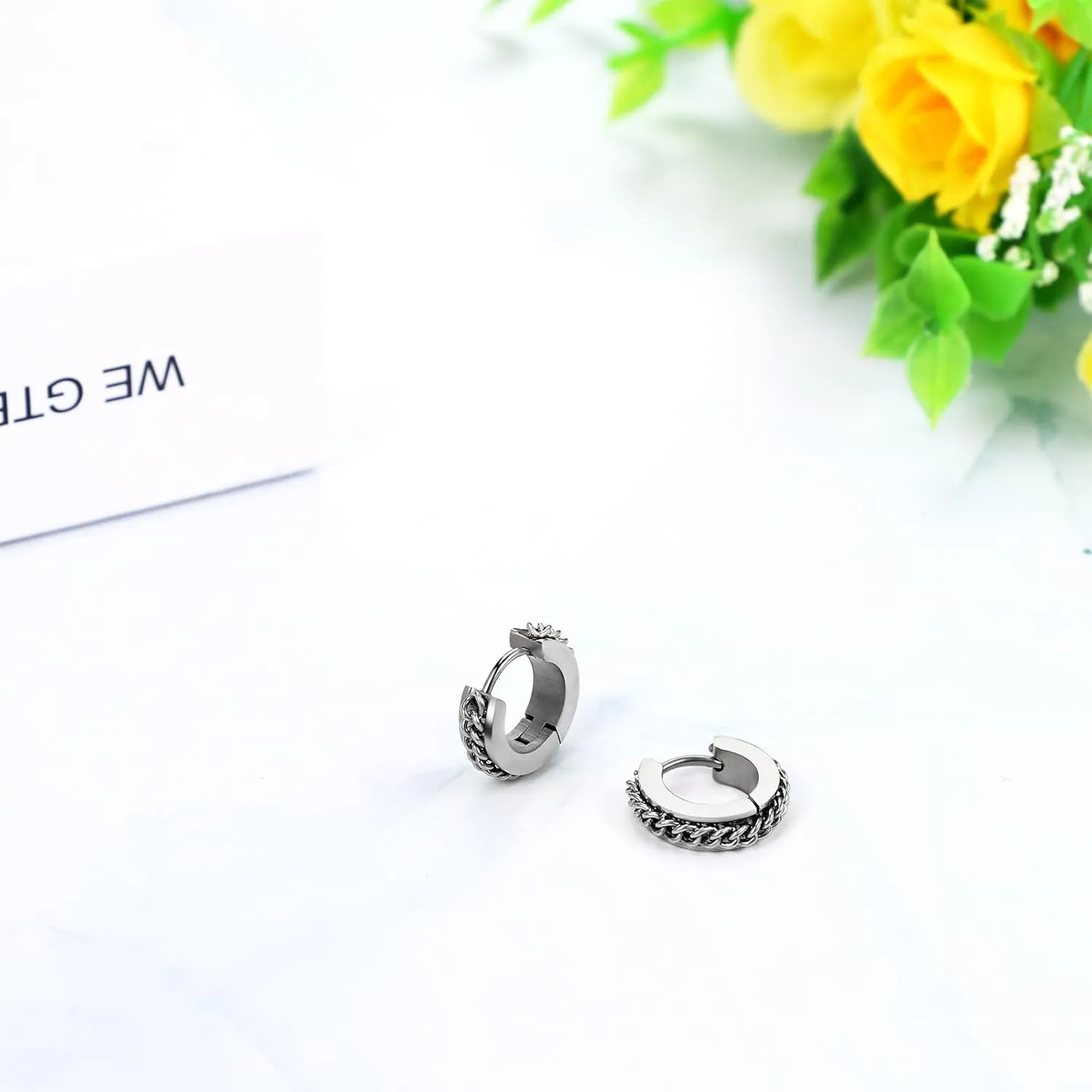 Aroncent Stainless Steel Hoop Earrings: 3-8 Pairs Men Small Hoop Huggie Hinged Earrings Set for Men Women 4mm Valentine Day Gifts