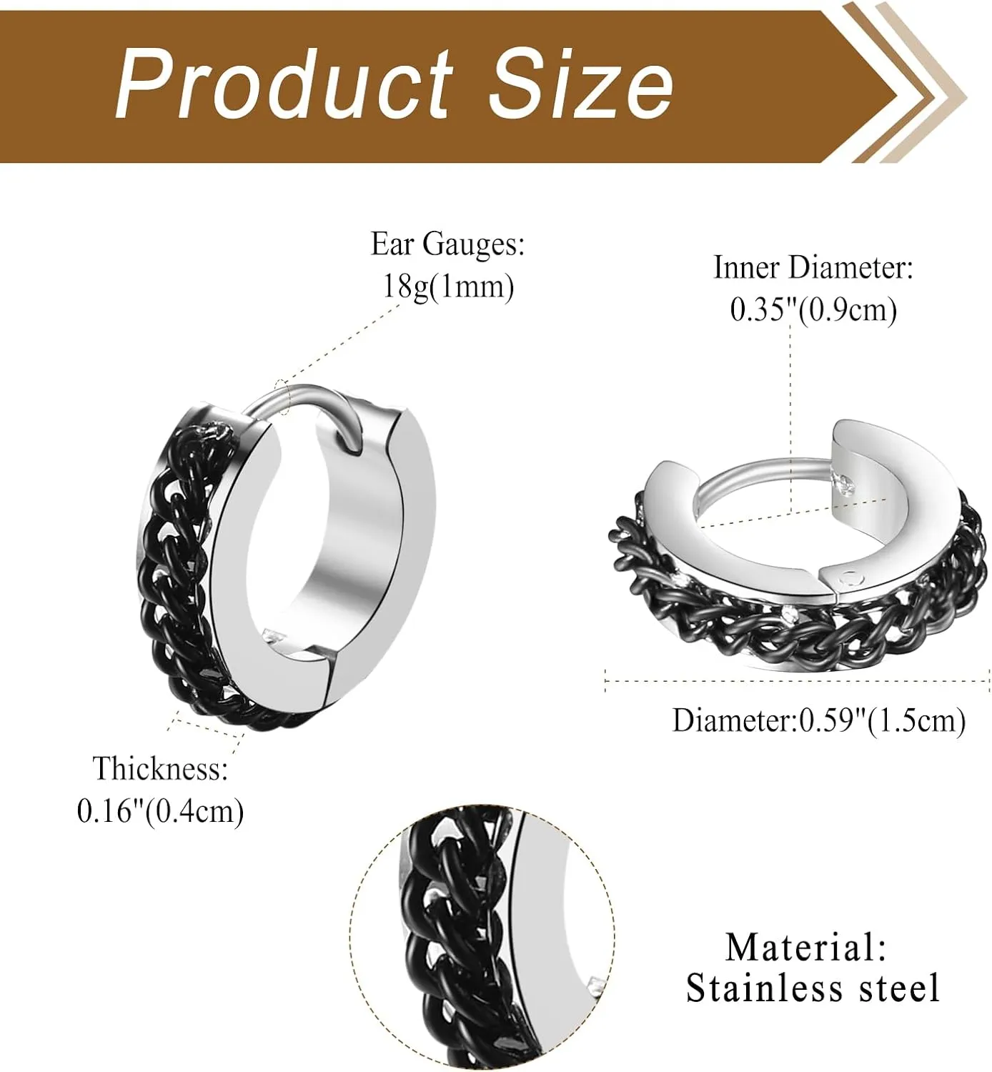 Aroncent Stainless Steel Hoop Earrings: 3-8 Pairs Men Small Hoop Huggie Hinged Earrings Set for Men Women 4mm Valentine Day Gifts