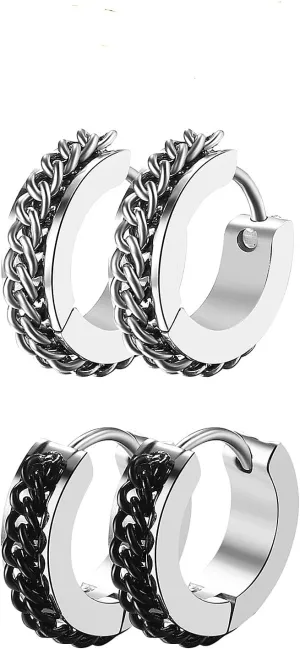 Aroncent Stainless Steel Hoop Earrings: 3-8 Pairs Men Small Hoop Huggie Hinged Earrings Set for Men Women 4mm Valentine Day Gifts