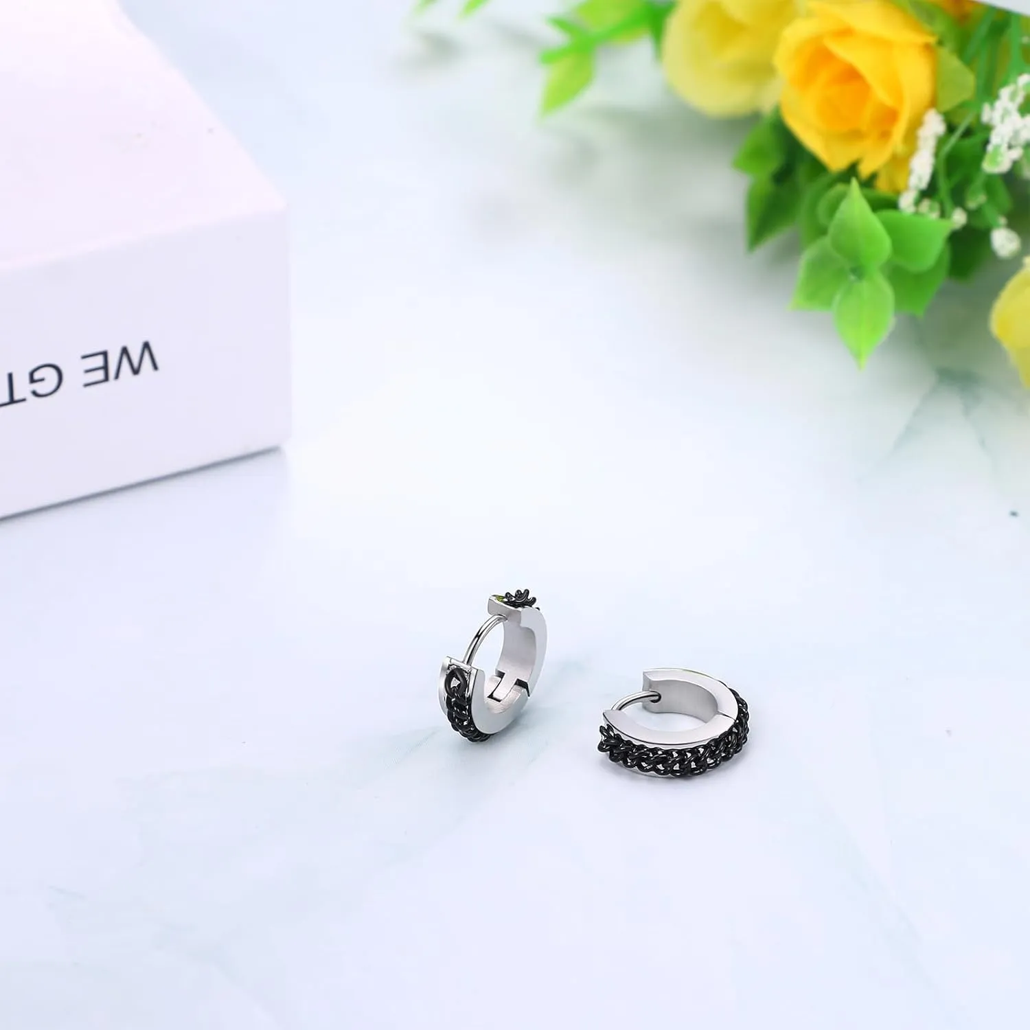 Aroncent Stainless Steel Hoop Earrings: 3-8 Pairs Men Small Hoop Huggie Hinged Earrings Set for Men Women 4mm Valentine Day Gifts