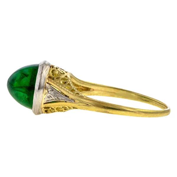 Art Deco Emerald Cabochon Ring