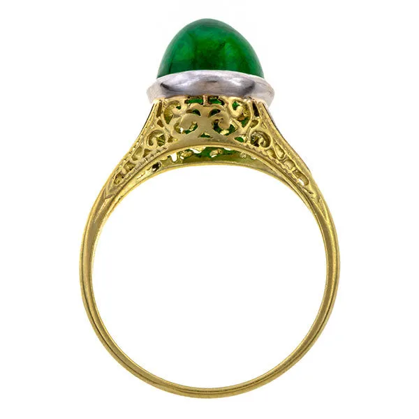 Art Deco Emerald Cabochon Ring