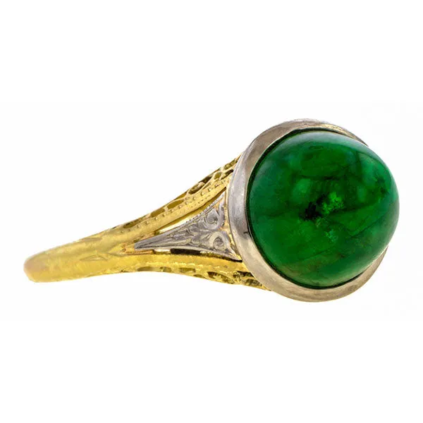 Art Deco Emerald Cabochon Ring