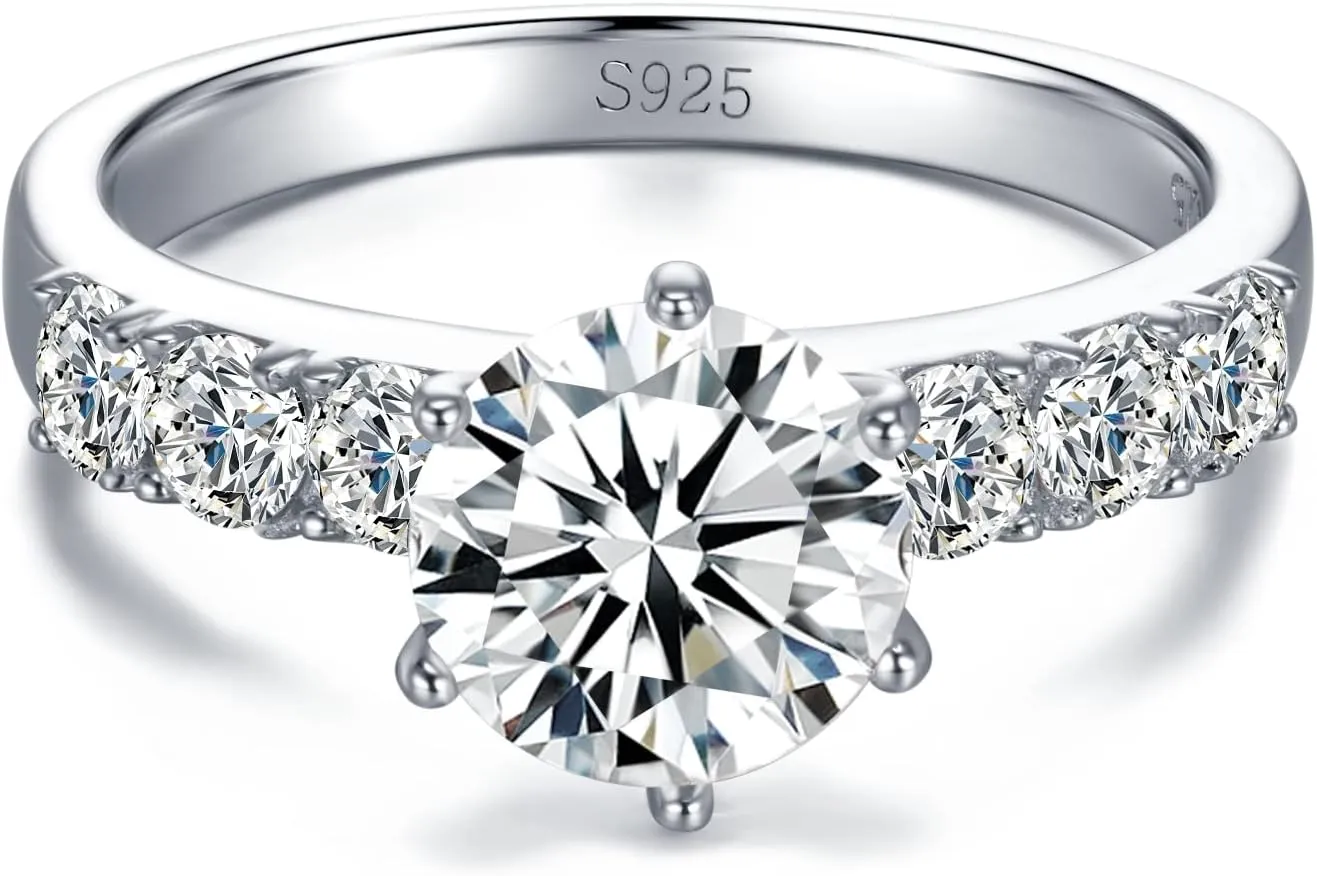 Atylyk 2 Carat Moissanite Engagement Ring Wedding Promise Gold-plating Sterling Silver Rings for Women