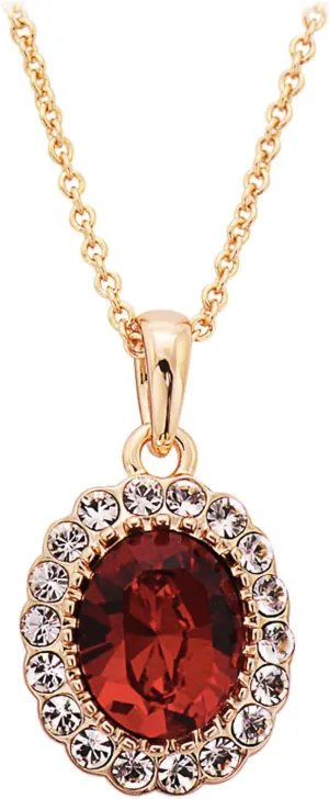 Australia Crystal Halo Pendant Necklace  Vintage Style Oval Gemstone Pendant with Sparkling Cubic Zirconia Stones, Hypoallergenic Jewelry for Women