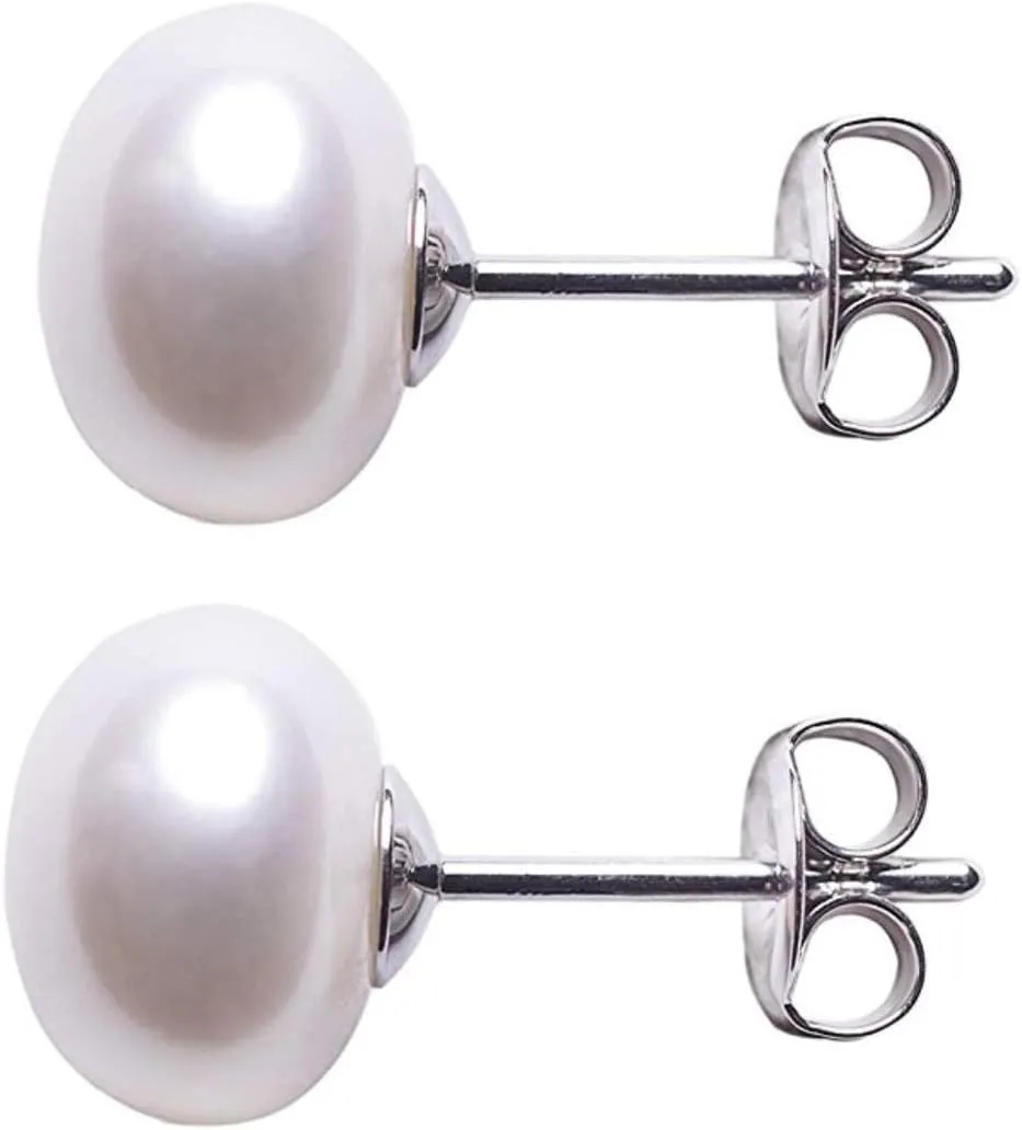 Authentic 925 Sterling Silver AAA Grade Natural White Freshwater Pearl Stud Earrings or Drop Earrings Tarnish Resistant Hypoallergenic Nickel Free Women Jewelry