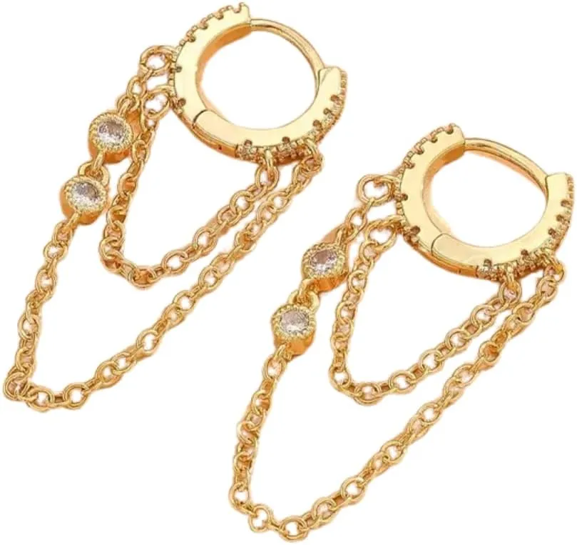 Aylin James Double Chain Drop Earrings