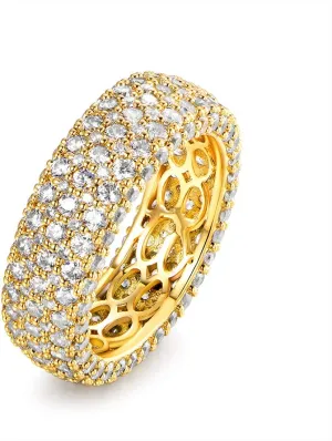 Barzel Women's Wide Eternity Ring Wedding Band - 18k White or Rose Gold Plated Wide Band Cubic Zirconia Eternity Ring