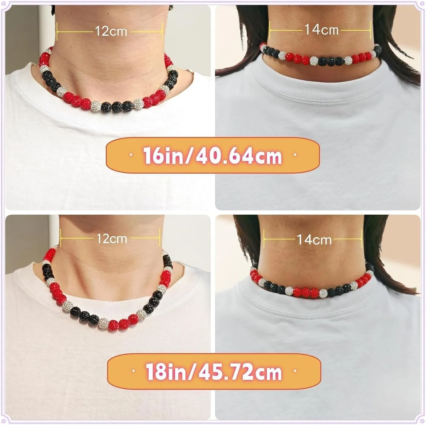 Baseball Necklace Beaded for Men, Bling Ice 16in/18in/20in Shiny Baseball Chain Stuff, Rhinestone Inspired Discoball Baseball Accessories Drip Necklaces Gifts for Player Team Lovers Father