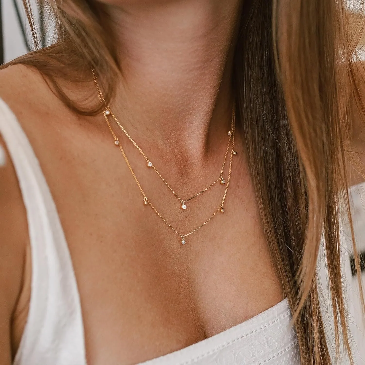 BAYLAY Gold Necklace for Women Jewelry - 18K Gold Plated Diamond Necklace Layered Gold CZ Diamond Pendant Necklaces for Women Gold Jewelry for Women Gifts