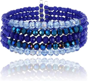 Bead Crystal Cuff Bracelet for Women Trendy Womens Dainty Layered Fashion Jewelry Chunky Beaded Bracelet Stack for Women Multi-color Boho Jewelry for Women Birthday Gift