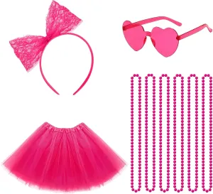 BEARAE Tutu Costume Set, Tutu Dress with Heart Sunglasses Headband Necklace, Tulle Skirts Costume Accessories for Women Girls
