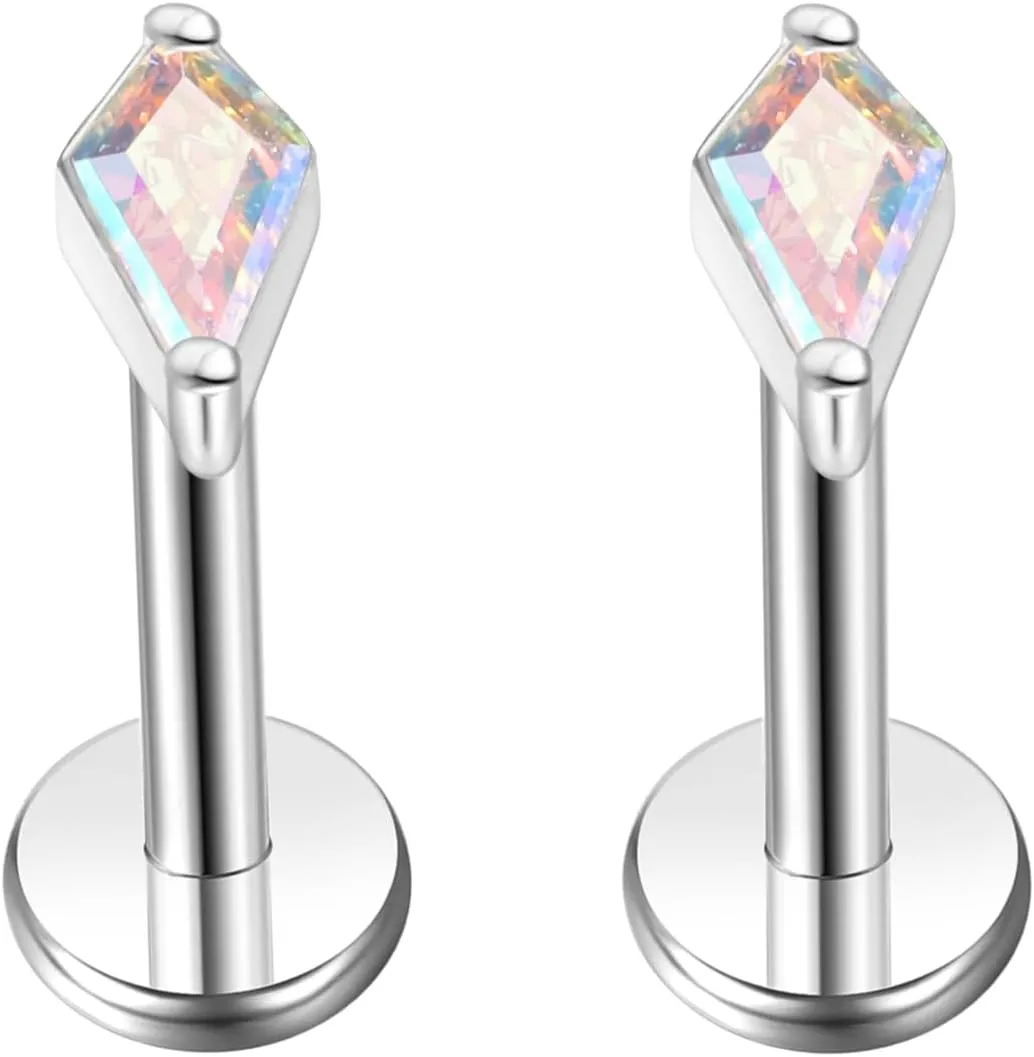 BelezaDosas G23 Hypoallergenic 18g Flat Back Studs Earrings F136 Implant Grade Titanium Tiny Press Fit Threadless Push in Cartilage Helix Labret Lip Conch Tragus Piercing Jewelry