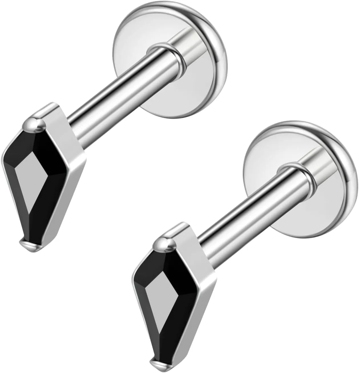 BelezaDosas G23 Hypoallergenic 18g Flat Back Studs Earrings F136 Implant Grade Titanium Tiny Press Fit Threadless Push in Cartilage Helix Labret Lip Conch Tragus Piercing Jewelry