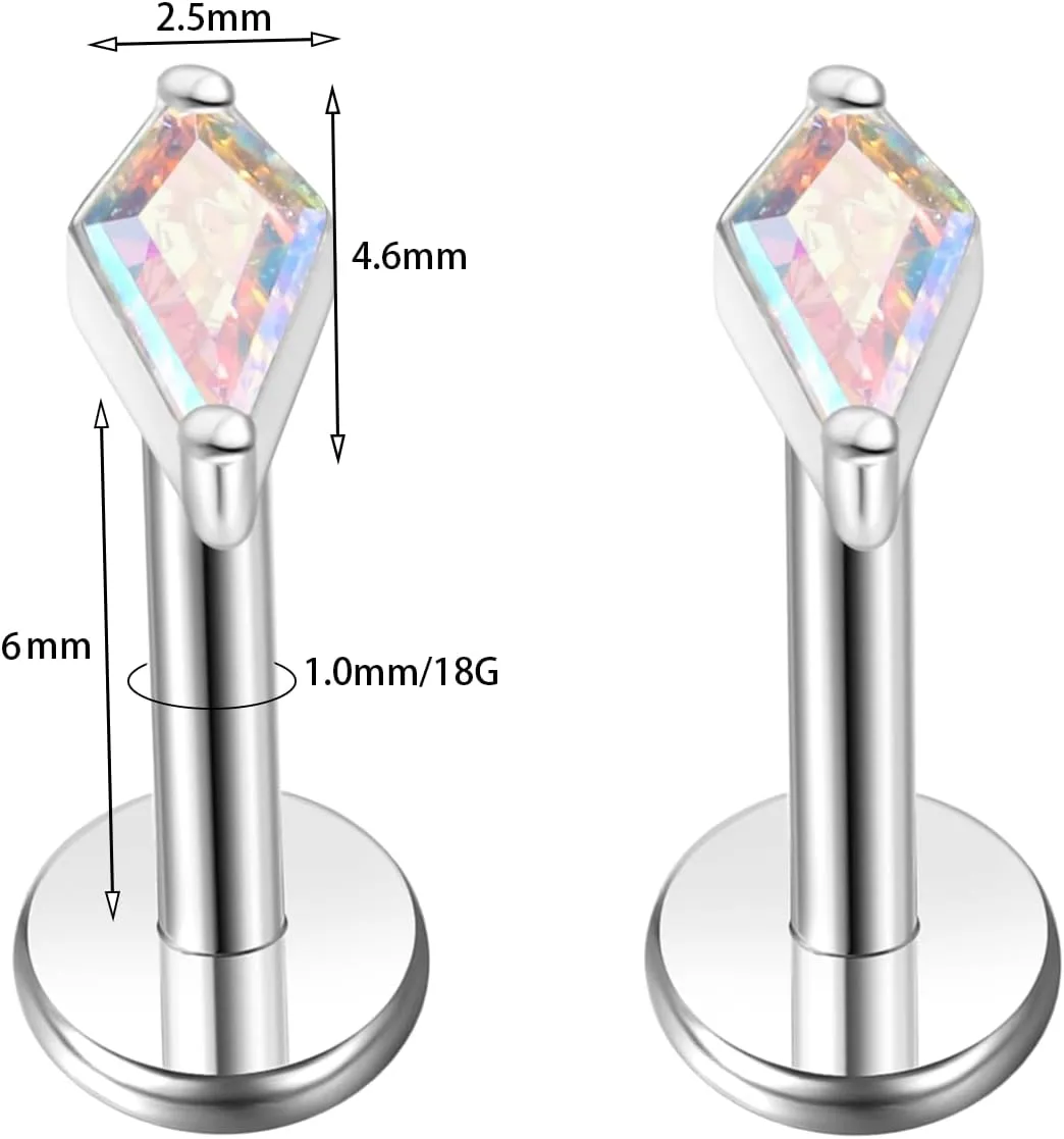 BelezaDosas G23 Hypoallergenic 18g Flat Back Studs Earrings F136 Implant Grade Titanium Tiny Press Fit Threadless Push in Cartilage Helix Labret Lip Conch Tragus Piercing Jewelry