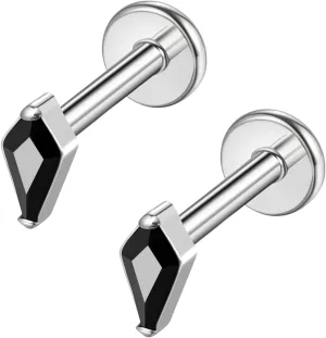 BelezaDosas G23 Hypoallergenic 18g Flat Back Studs Earrings F136 Implant Grade Titanium Tiny Press Fit Threadless Push in Cartilage Helix Labret Lip Conch Tragus Piercing Jewelry