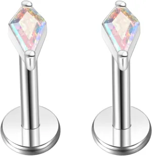 BelezaDosas G23 Hypoallergenic 18g Flat Back Studs Earrings F136 Implant Grade Titanium Tiny Press Fit Threadless Push in Cartilage Helix Labret Lip Conch Tragus Piercing Jewelry