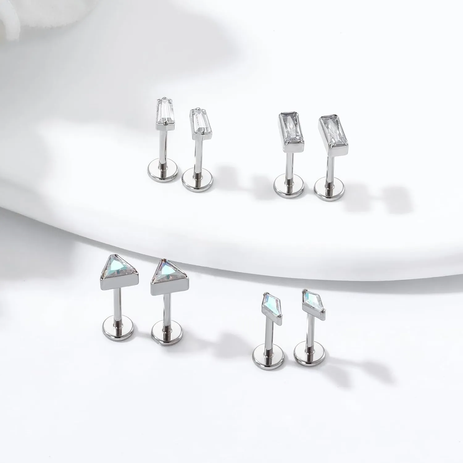 BelezaDosas G23 Hypoallergenic 18g Flat Back Studs Earrings F136 Implant Grade Titanium Tiny Press Fit Threadless Push in Cartilage Helix Labret Lip Conch Tragus Piercing Jewelry
