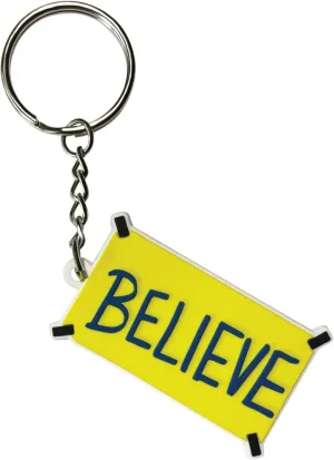 Believe Funny Keychain - Fun Gifts for Soccer Team | Coach Lasso Merchandise Believe Sign, AFC Richmond | Bulk Team Gifts, Motivational Poster, Fun Keyring for Backpacks, Car Keys, Fanny Packs