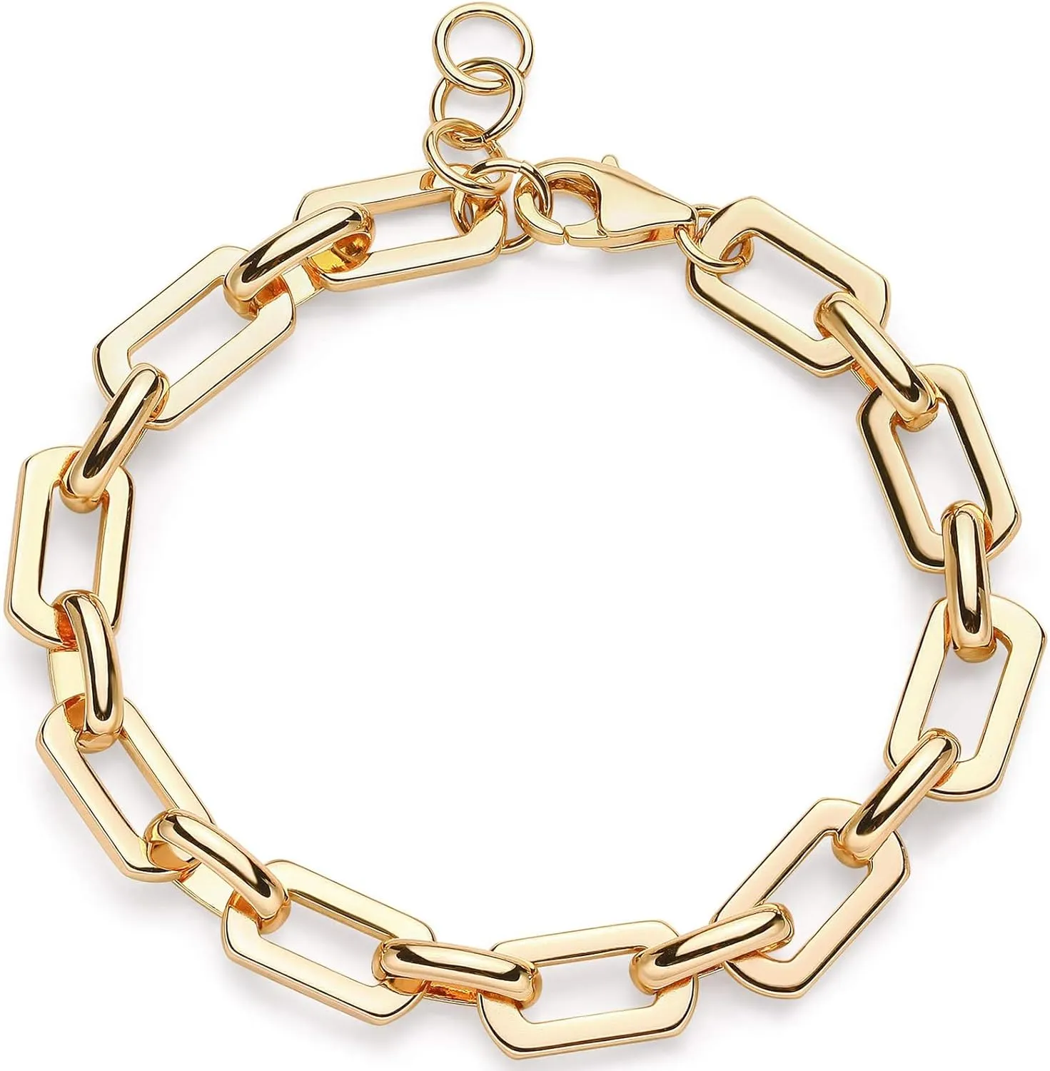 BENEIGE Women Bracelet 14K Gold Plated Paperclip Satellite Bead Ball Oval Cuba Cable Box Chain Daily Charm Layered Link Silver Bracelets Adjustable Jewelry