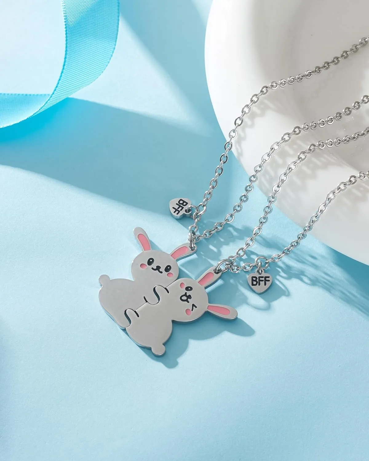 Best Friend Pendants Jewelry BFF Necklace 2 Gifts Matching Friendship Necklaces for 2 Teen Boys Girls Bestie Sister.
