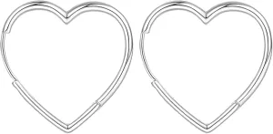 BG&WLing 925 Sterling Silver Heart Huggie Earrings for Women, Large Sweet Love Heart Small Hoop Earring, Minimalist Jewelry Gifts