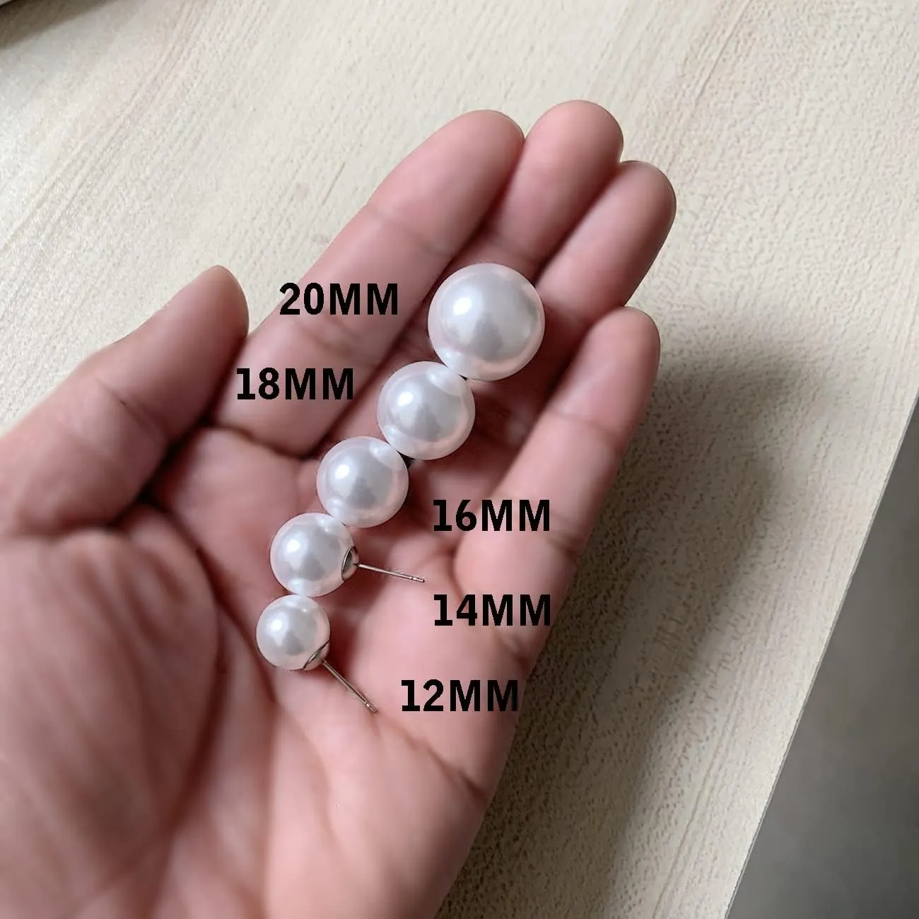 Big Pearl Earrings - Extra Oversized Classic Faux Round Large Simulated Pearl Studs for Women,Hypoallergenic to Sensitive Ears