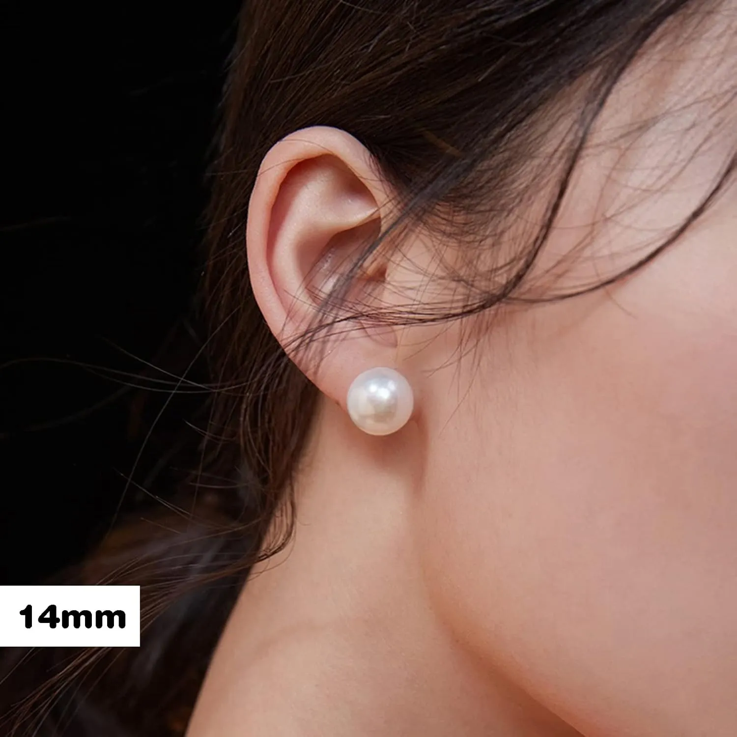 Big Pearl Earrings - Extra Oversized Classic Faux Round Large Simulated Pearl Studs for Women,Hypoallergenic to Sensitive Ears