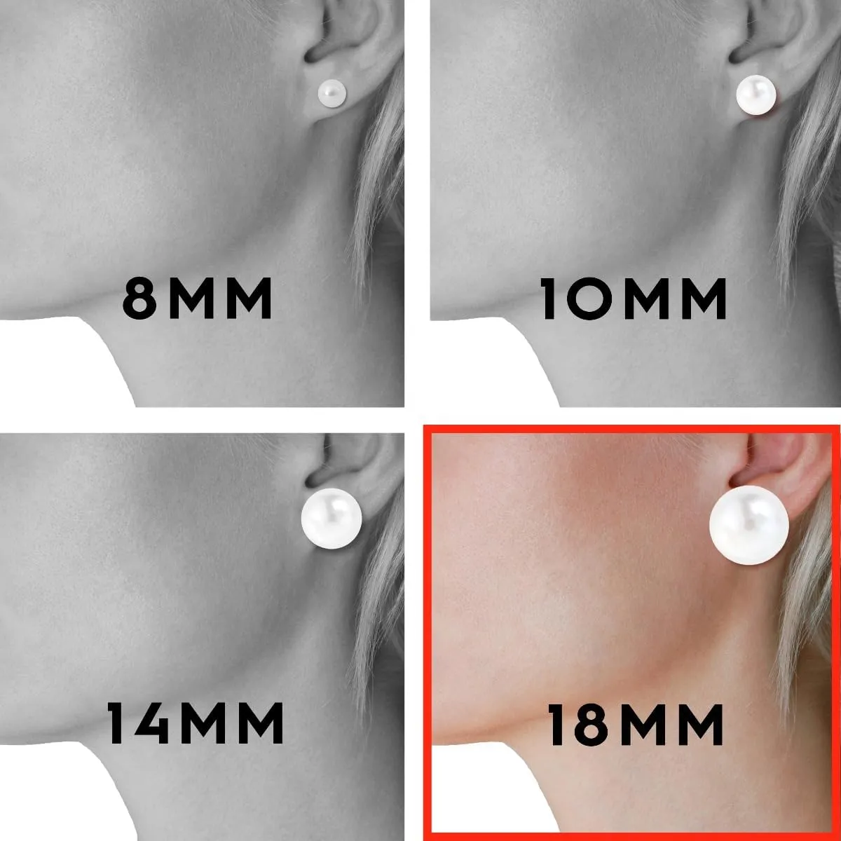 Big Simulated Pearl Earrings for Women - Oversized Classic Faux Round Large Ear Studs, Hypoallergenic and Safe for Sensitive Ears